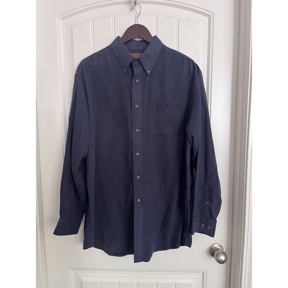VTG Duck Head Expedition Long Sleeve‎ Button Up Shirt Navy Blue 392